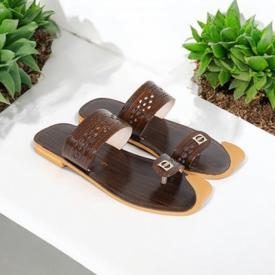 DFR Ethnic Sandal Men Rajasthani Slippers Men Casual(Brown , 9)