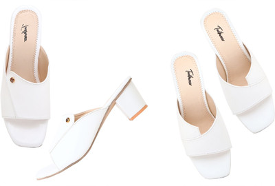 Todhwear Women Heels(White, Black , 8)