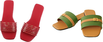 Dualstep Women Flats(Green, Brown, Red , 6)