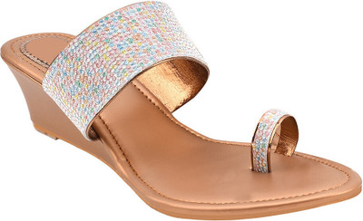 TRYME Women Wedges(Gold , 7)