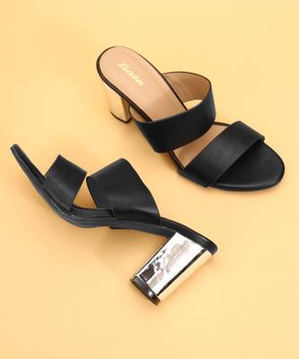 Bata black cheap block heels