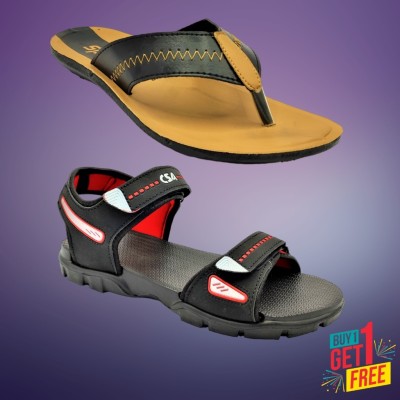 Fortex Men Sandals(Black , 8)