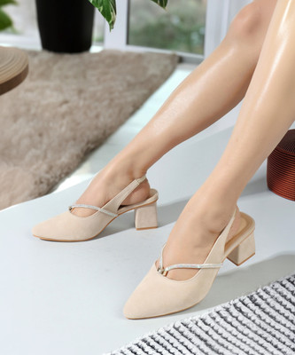 ICONICS Women Heels(Beige , 8)