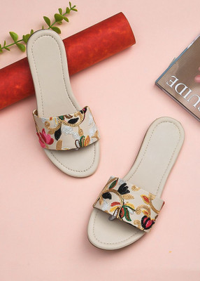 MICCASO Women Flats(Off White , 5)