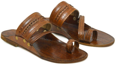 Stepsoft Kolhapuri Chappal For Men|Leather Ethnic Slippers Suitable In Kurta Sherwani Men Sandals(Brown , 8)