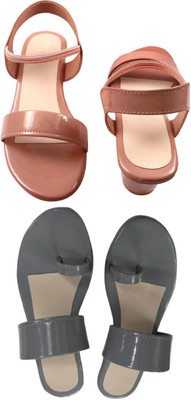 Goraiya Women Flats(Pink, Grey , 5)