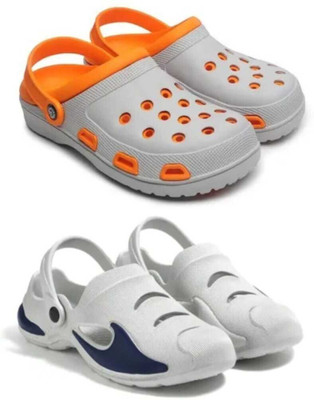 house of common Men Clogs(Orange, Grey , 8)