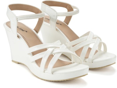 SANDALZONE Women Wedges(White , 4)