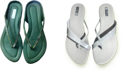 Nicesteps Women Flats(Grey, Green , 6)
