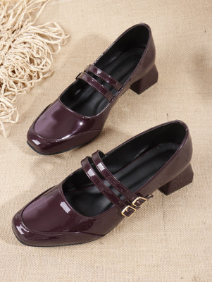 TRYME Women Heels(Burgundy , 8)