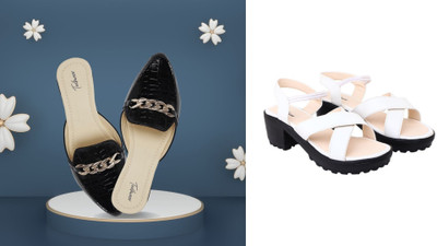 Todhwear Women Heels(Black, White , 8)