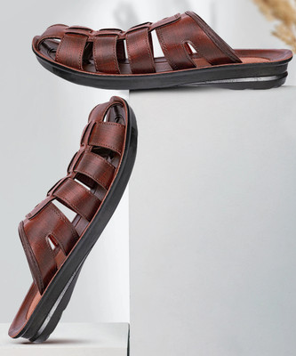 WALKAROO Men Sandals(Brown , 10)