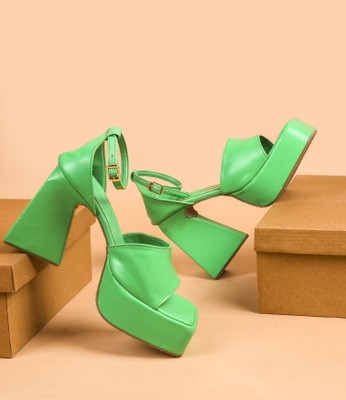 KILLER Women Heels(Green , 6)