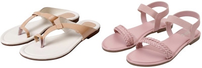 Kuhu Creations Women Flats(Beige, Pink , 6)