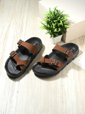 Roadster Men Sandals(Tan, Black , 7)
