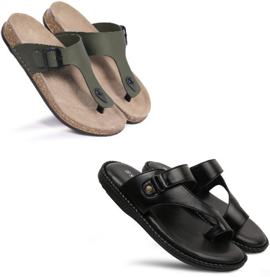 Walkivo Men Sandals(Green, Black , 6)