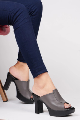 Froh Feet Women Heels(Grey , 8)