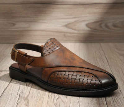 SHOLUX Men Sandals(Brown , 10)