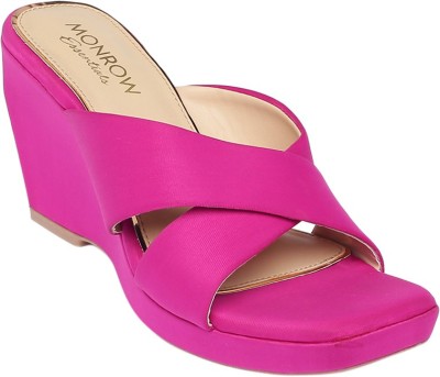 MONROW Women Wedges(Pink , 7)