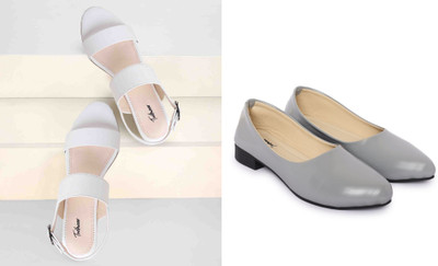 Todhwear Women Heels(Grey, White , 7)