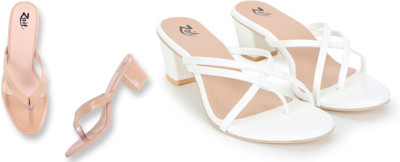 Zaif Women Heels(White, Beige , 7)