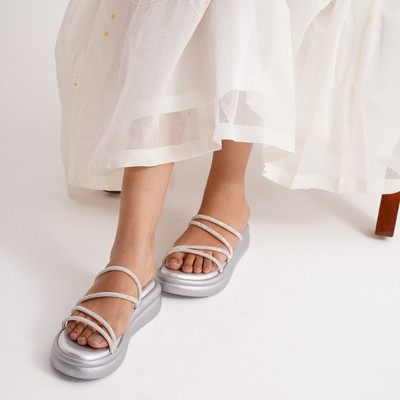 jm looks Women Heels(Silver , 7)