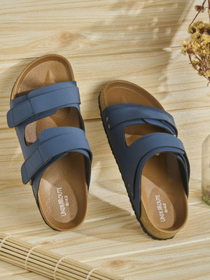 UNDERROUTE Stylish Dual Strap Buckle Design Men Sandals(Navy , 11)