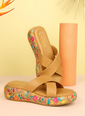 GG360 Women Wedges(Yellow, Multicolor , 6)