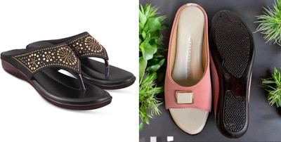 hunyza footwear Women Flats(Black, Pink , 4)