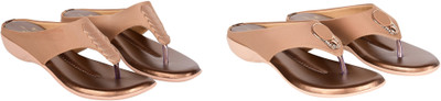 PMS Women Wedges(Brown, Brown , 4)