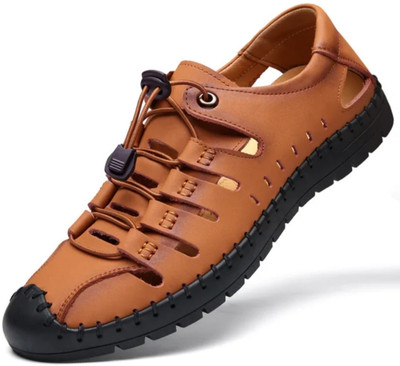 OZJI Men Sandals(Tan , 8)