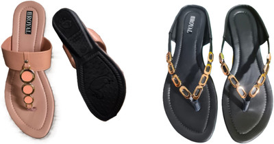 Nicesteps Women Flats(Black, Pink , 6)
