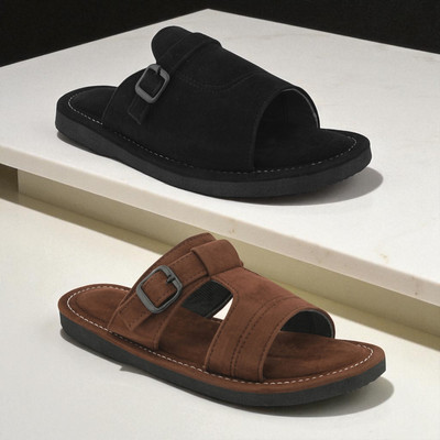 rajeraj Men Sandals(Black, Tan , 10)
