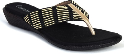 AJANTA Women Flats(Black, Yellow , 5)