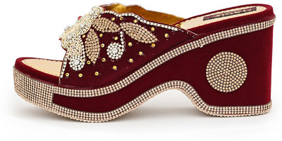 Magic Footwear Women Wedges(Maroon , 6)