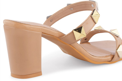 Dressberry Women Heels(Tan, Gold , 3)