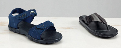 Classica Men Sandals(Brown, Blue , 8)