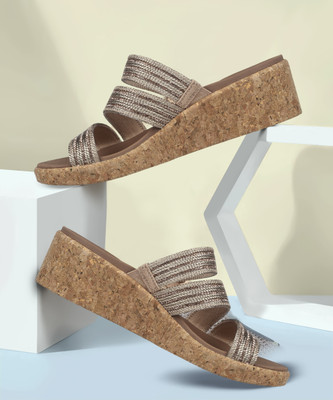 Skechers Women Wedges(Beige , 6)