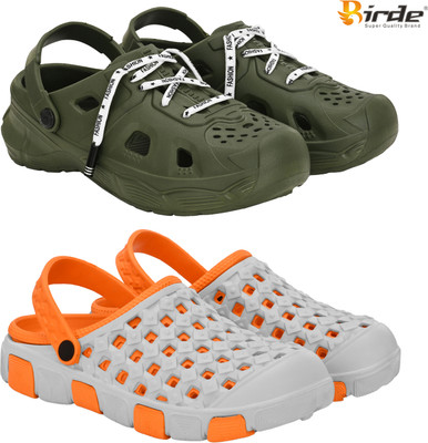 Birde Men Sandals(Olive, Orange , 7)