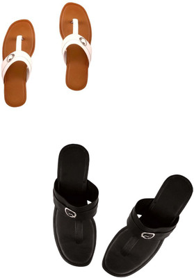 Goraiya Women Flats(White, Black , 6)