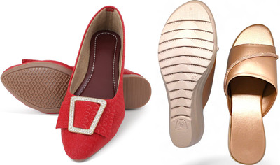 PMS Women Wedges(Maroon, Olive , 8)