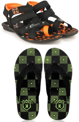 KANEGGYE Men Sports Sandals(Orange, Green , 9)