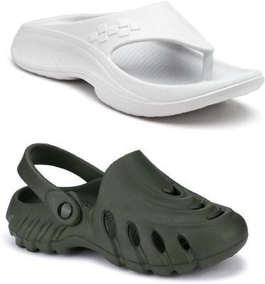 DEFLOW Men Sandals(Olive, Grey , 6)