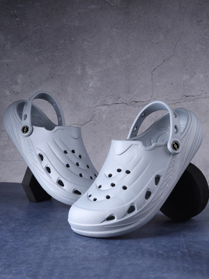 TOE CANDY Men Clogs(Silver , 8)