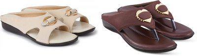 hunyza footwear Women Flats(Beige, Brown , 5)