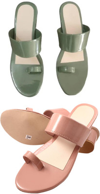 Goraiya Women Flats(Green, Pink , 9)