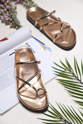 TRYME Women Flats(Gold , 3)