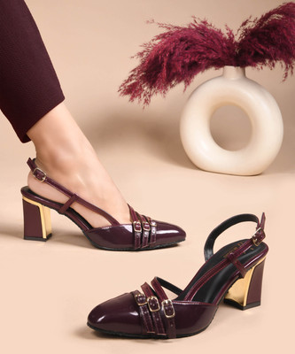 jm looks Women Heels(Maroon , 8)