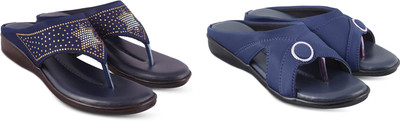 hunyza footwear Women Flats(Blue, Black , 5)