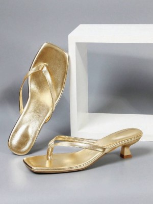 Gloglamp Women Heels(Gold , 6)